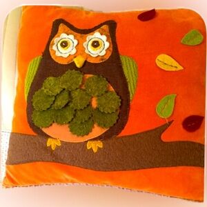 Fall colors square throw accent pillow cute owl seasonal decor thanksgiving 🦉 🤎
